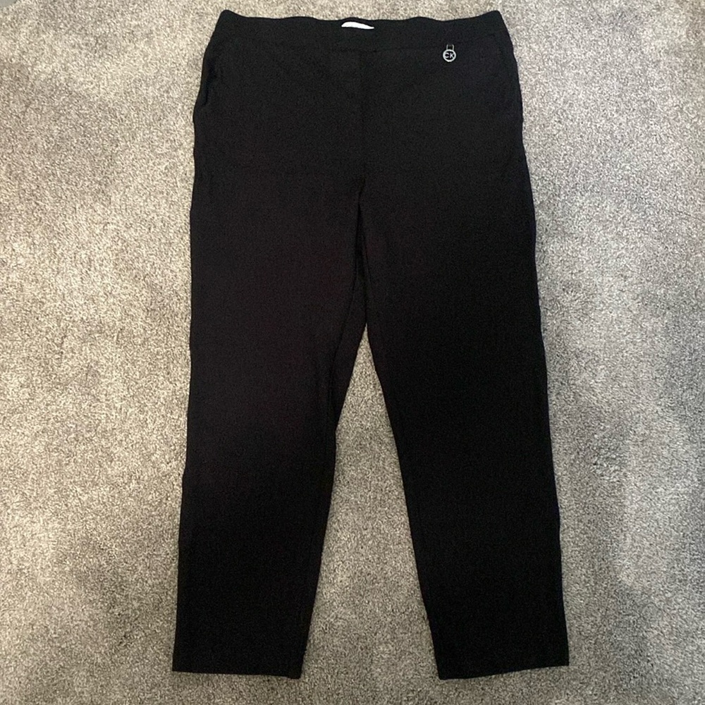 Calvin Klein Black Ponte Pants Dress Double Knit Stretch Sz L